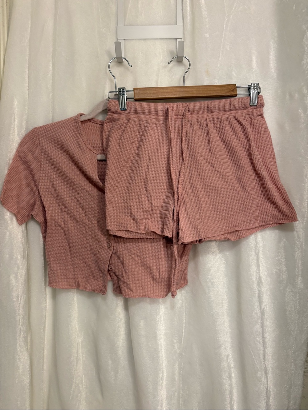 Waffle-Knit Two-Piece Sleep Set - Dusty Rose